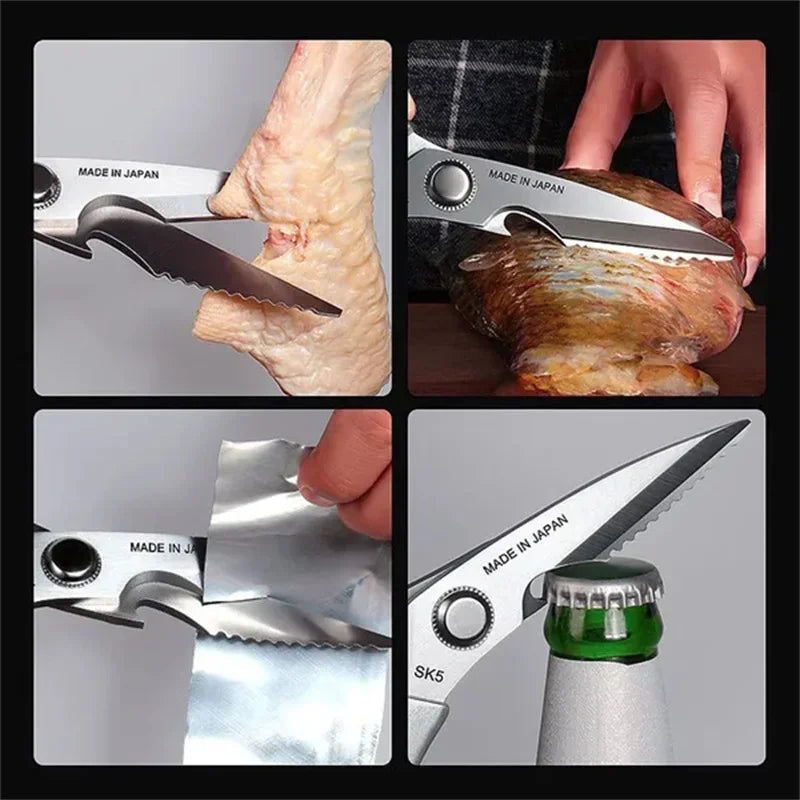 Stainless Steel Kitchen Scissors Multifunctional Chicken Bone Scissors Shear Fish Duck Cut Chef Professional Scissors Knife Tool