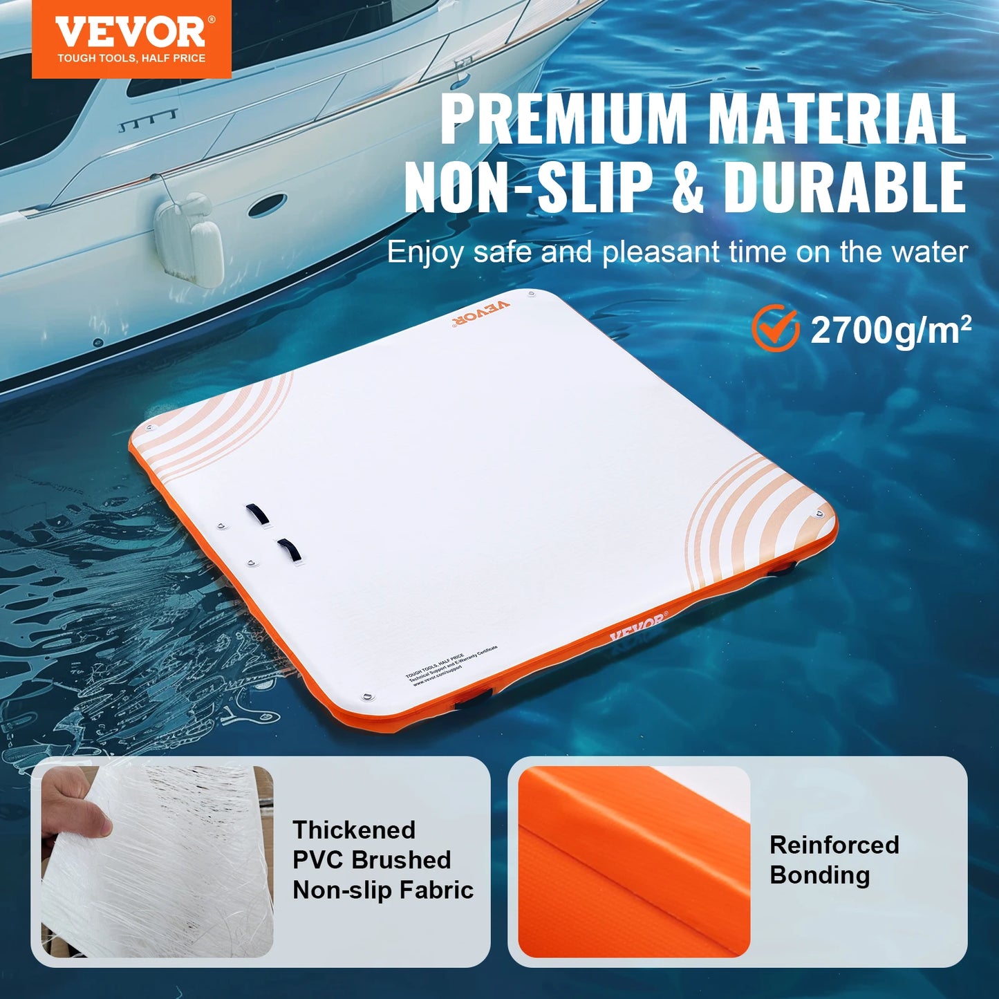 SucceBuy Inflatable Floating Dock 10 x 10FT Inflatable Dock Platform Non-Slip Water Floating Dock Mat with Portable Carrying Bag