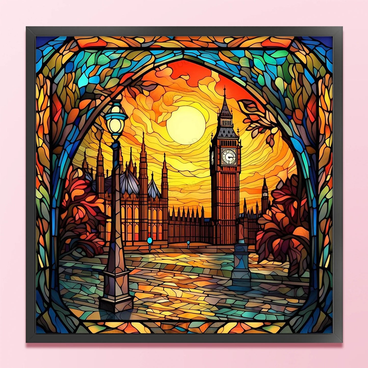 Glass Painting Full 11CT DIY Stamped Cross Stitch Kits 45x45cm Needlework Embroidery Kit for Beginners Adults Home Decor