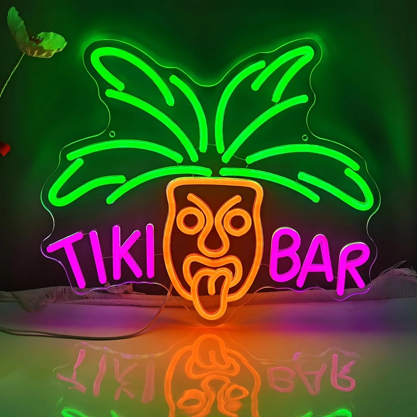 Tiki Bar Neon Light Sign Acrylic Dimmable LED Neon Sign 16"x13" Beer Bar Pub Club Restaurant Wall Deocr Artwork Gift Signs