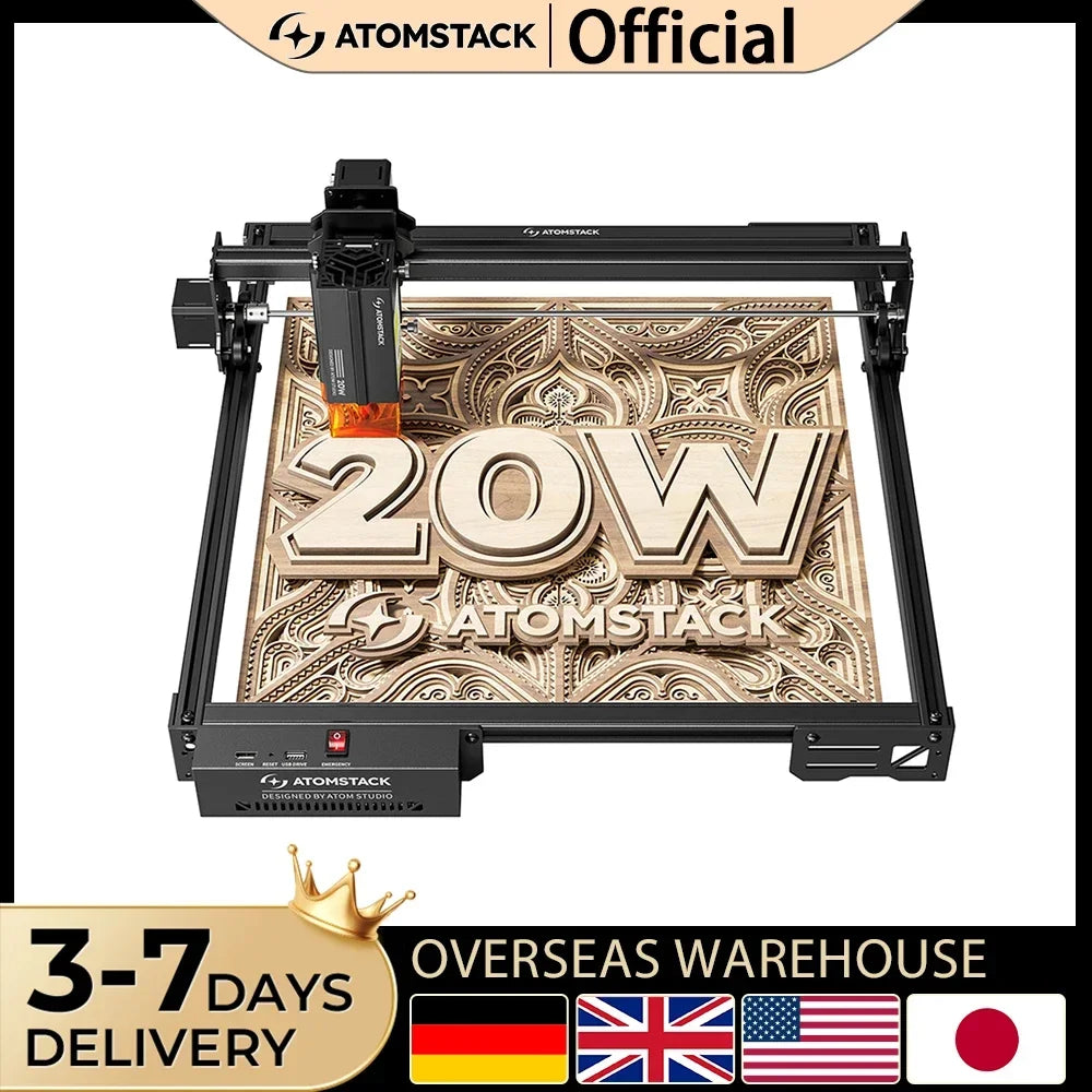 Atomstack A20 Pro V2 20W Laser Engraver Cutter DIY Craft Machine 400x365mm for Wood Leather Acrylic Glass Metal Home Workshop