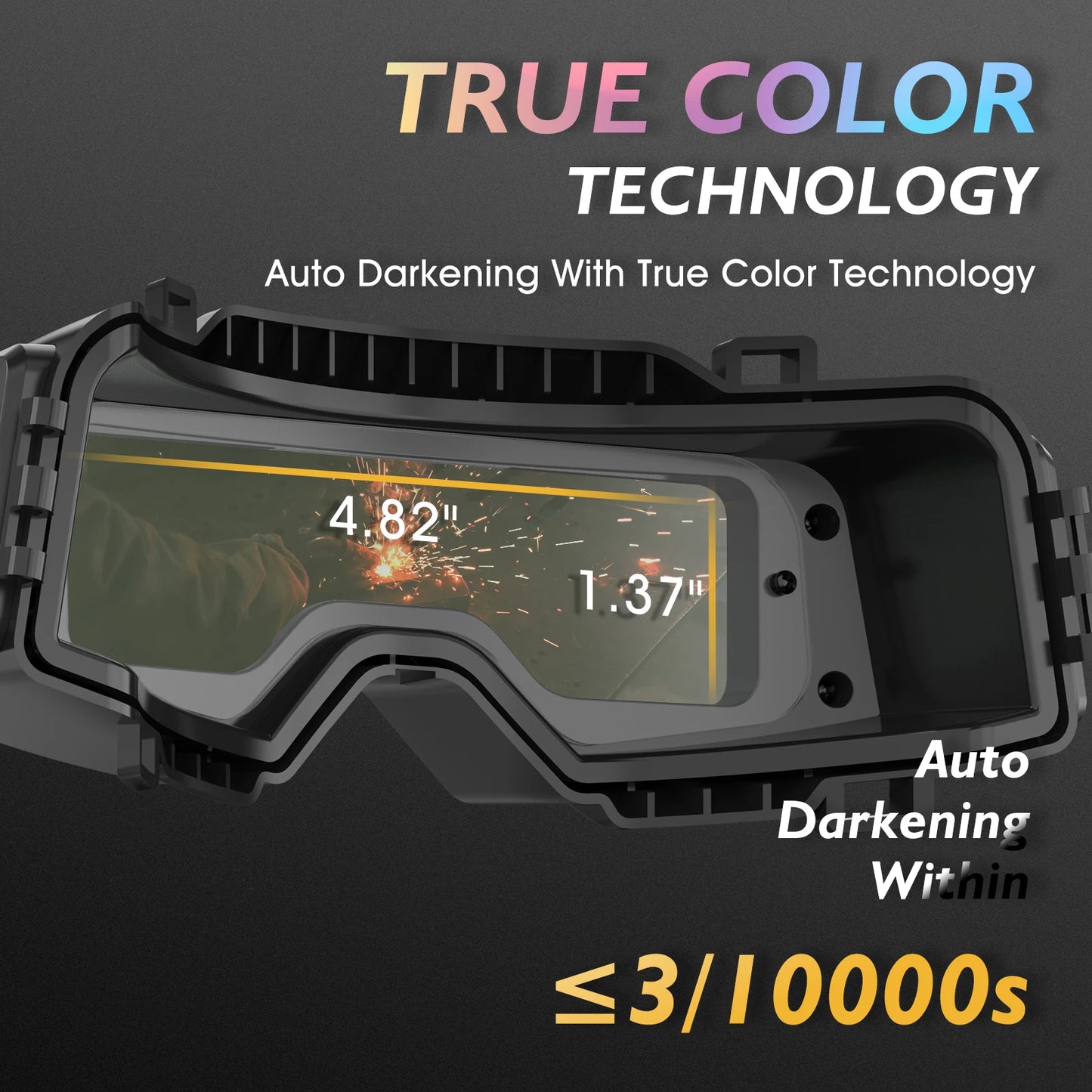 TOOLIOM Welding Goggles Auto Darkening True Color & Detachable Eye Care Face Shield Welder Mask for Grind Cut TIG MIG Stick