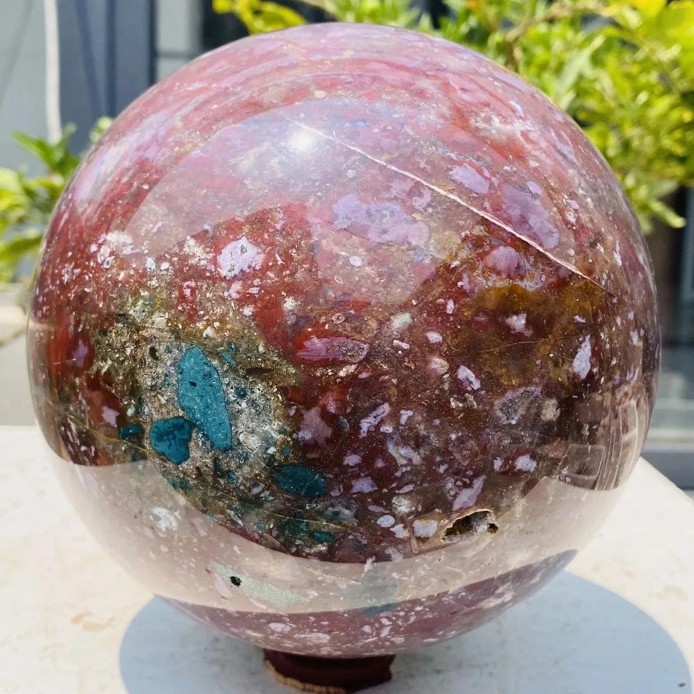 8-8.5cm Ocean Jasper Sphere Mineral Healing Quartz Crystal Decoration Gemstones Mineral Specimen Crystal Stone Room Decoration