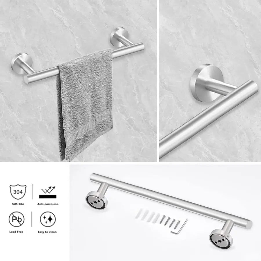 8 Piece Brushed Nickel Bathroom Hardware Set, 24inch Bathroom Towel barTowel RingToilet Paper Holder Robe Towel Hook, SUS304 Sta
