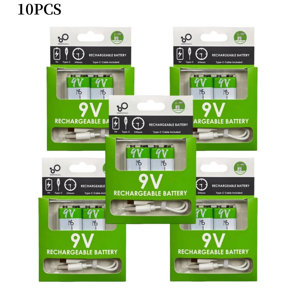 Fast Charge USB AAA/AA/9V/C2/D1 Rechargeable Li-ion Batteries AAA Battery 550mWH / AA Battery 2600mWH /D size With Type C Cable