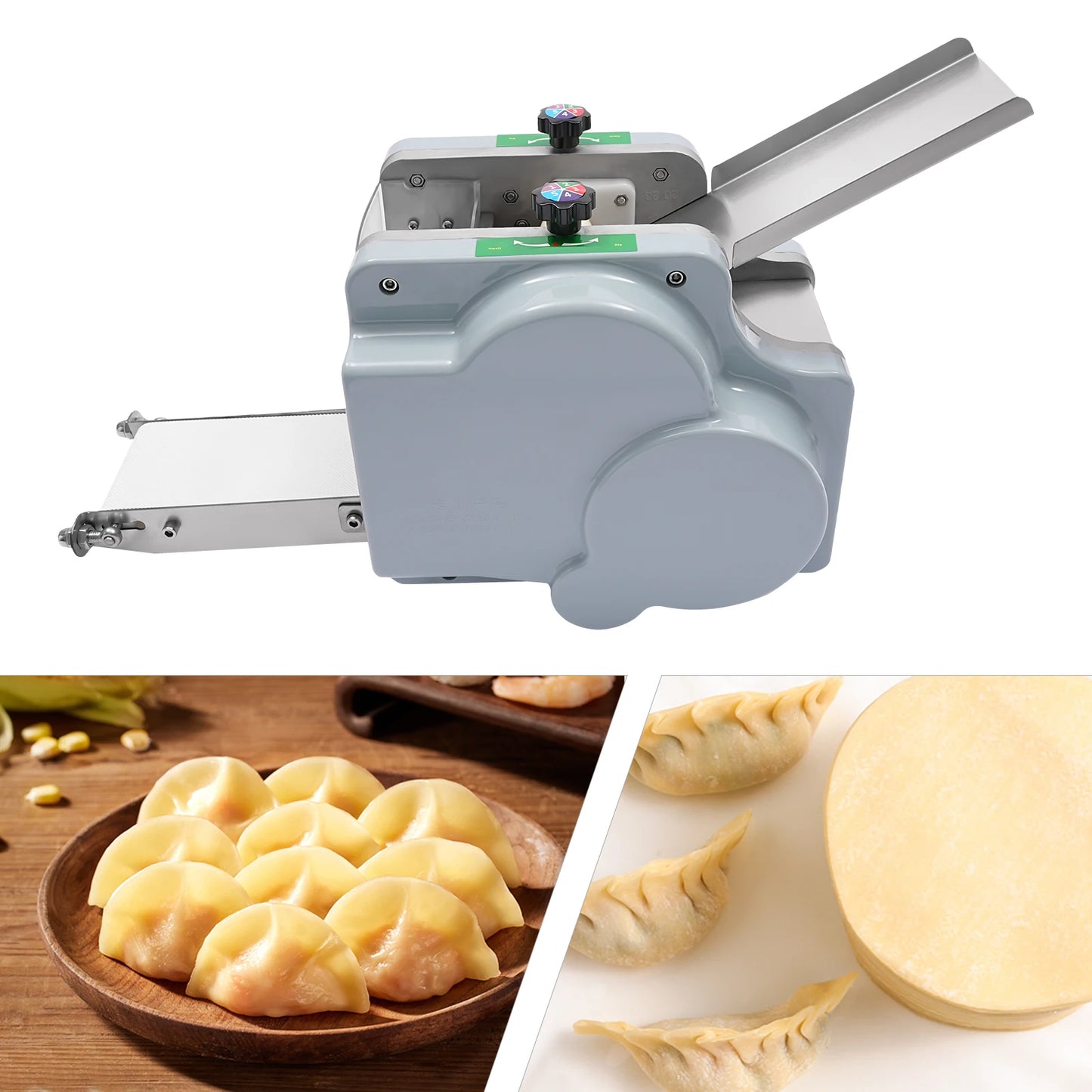 110V 140W Automatic Dumpling Wrapper Machine, Electric Dumpling Skin Maker and Dough Roller, 9cm/3.54in, 60 sheets per minute