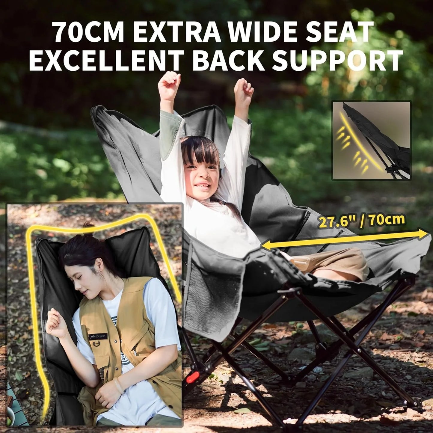 Naturehike Sea Star Recliner Outdoor Folding High Back Moon Chair 2-Position Adjustable Portable Camping Chair for Relaxing Foldable Leisure Travel Furniture Picnic