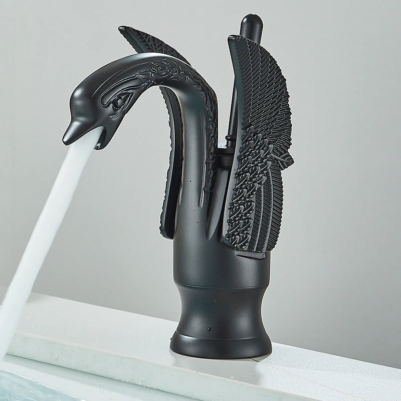 Golden Swan Bathroom Basin Faucet Deck Installation Mixer Taps Hot and Cold Water Basinwash Sink Mixer Taps Brass Crane