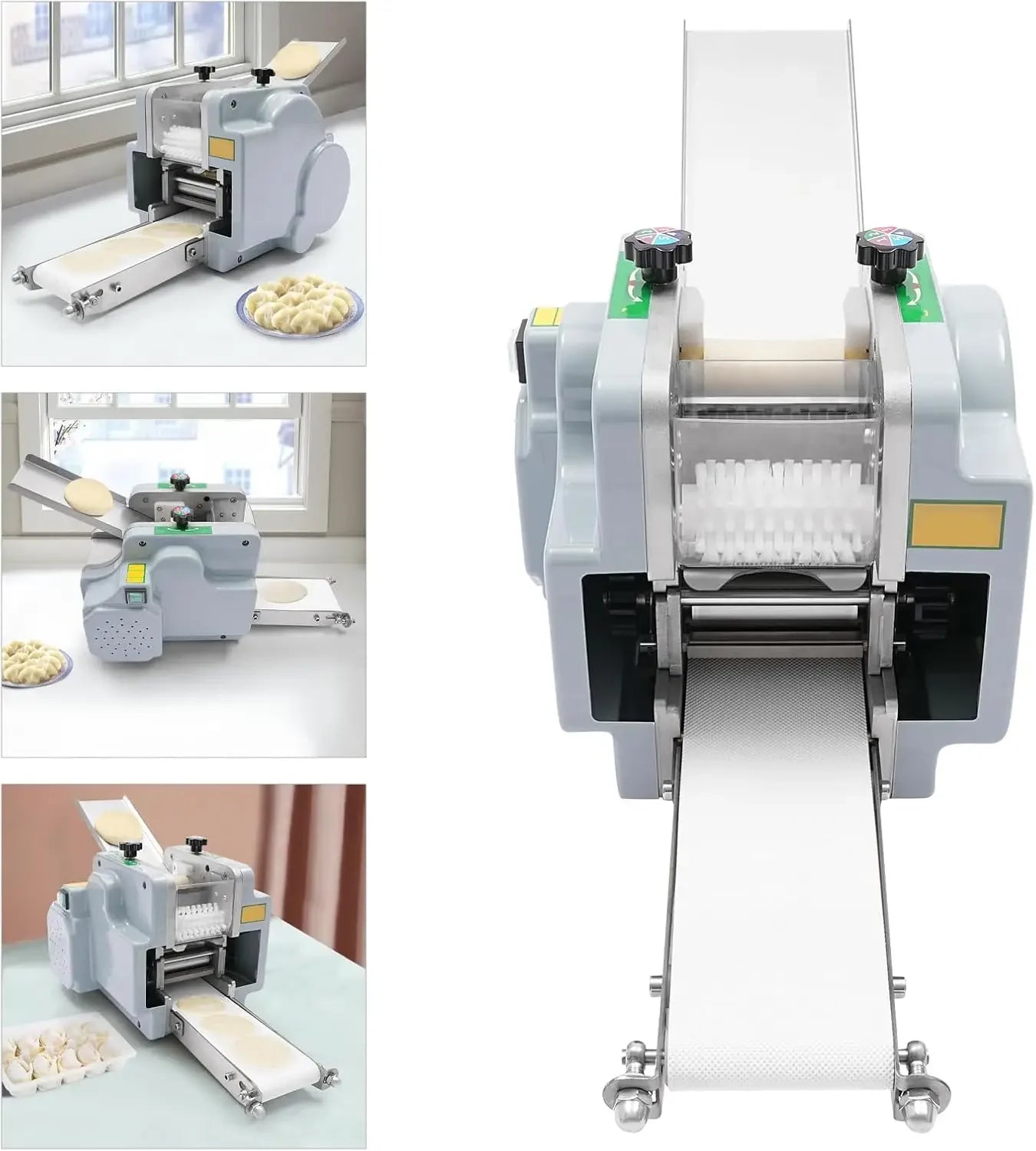 110V 140W Automatic Dumpling Skin Machine, Electric Dumpling Wrapper Maker Dough Roller Sheeter, 9cm/3.54in,60 Pieces/Min