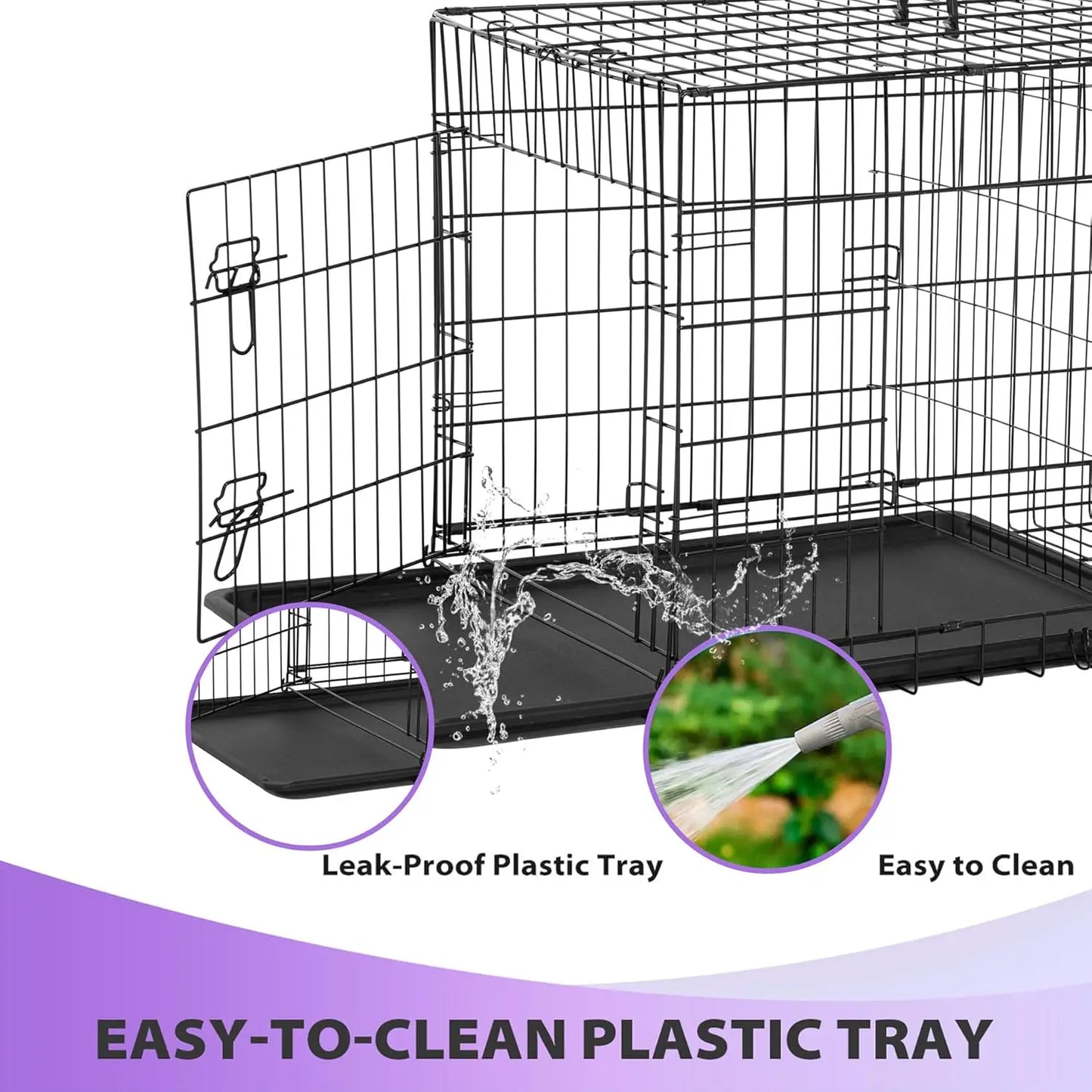 BestPet | Dog Crate | 48" | Blue | Foldable Metal Kennel with Double Doors, Secure Slide-Bolt Latches, Leakproof Tray |