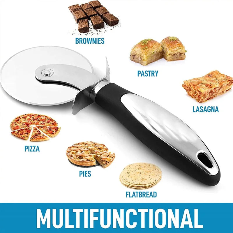 Pizza Cutter  Stainless Steel Food Slicer for Pizzas and more with Ergonomic Handle and Sharp Cutting Surface for Clean Cuts