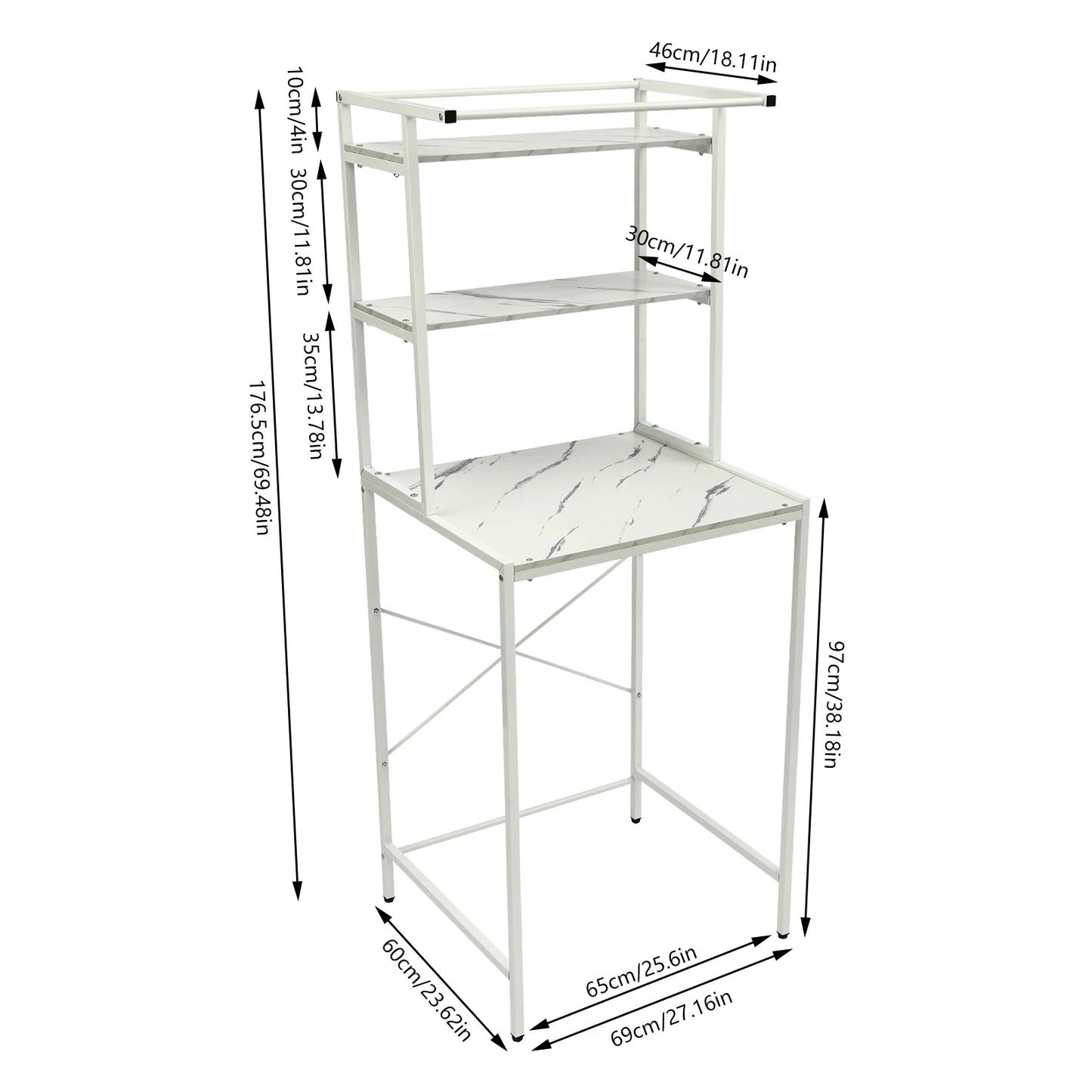 3 Tiers Washing Machine Shelving,  Washer and Dryer Standing Storage Rack Bathroom Organizer Shelf for Laundry Rooms, Balconies