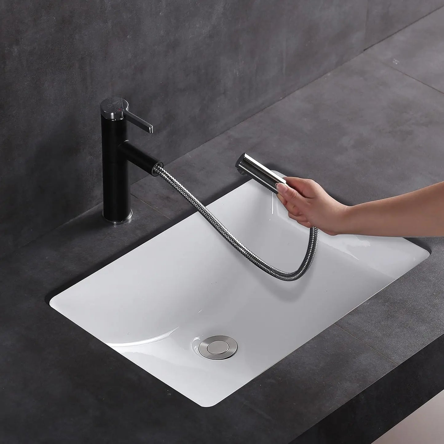 20.9 Inch White Porcelain Undermount Bathroom Sink, Rectangle Vanity Basin for Easy Installation