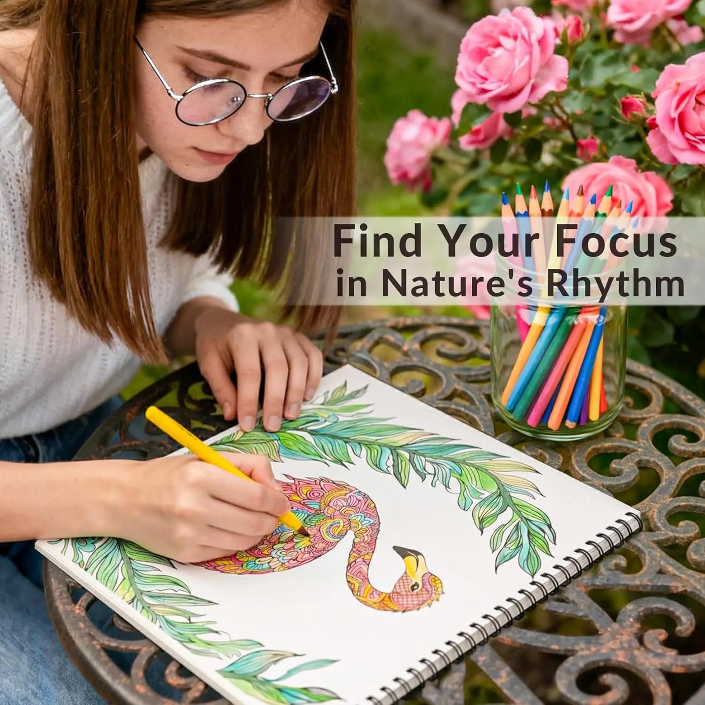 Adult Coloring Book with Mandala Animal Designs - 32 Single-Sided Pages, Spiral Bound for Easy Drawing and Framing, Stress