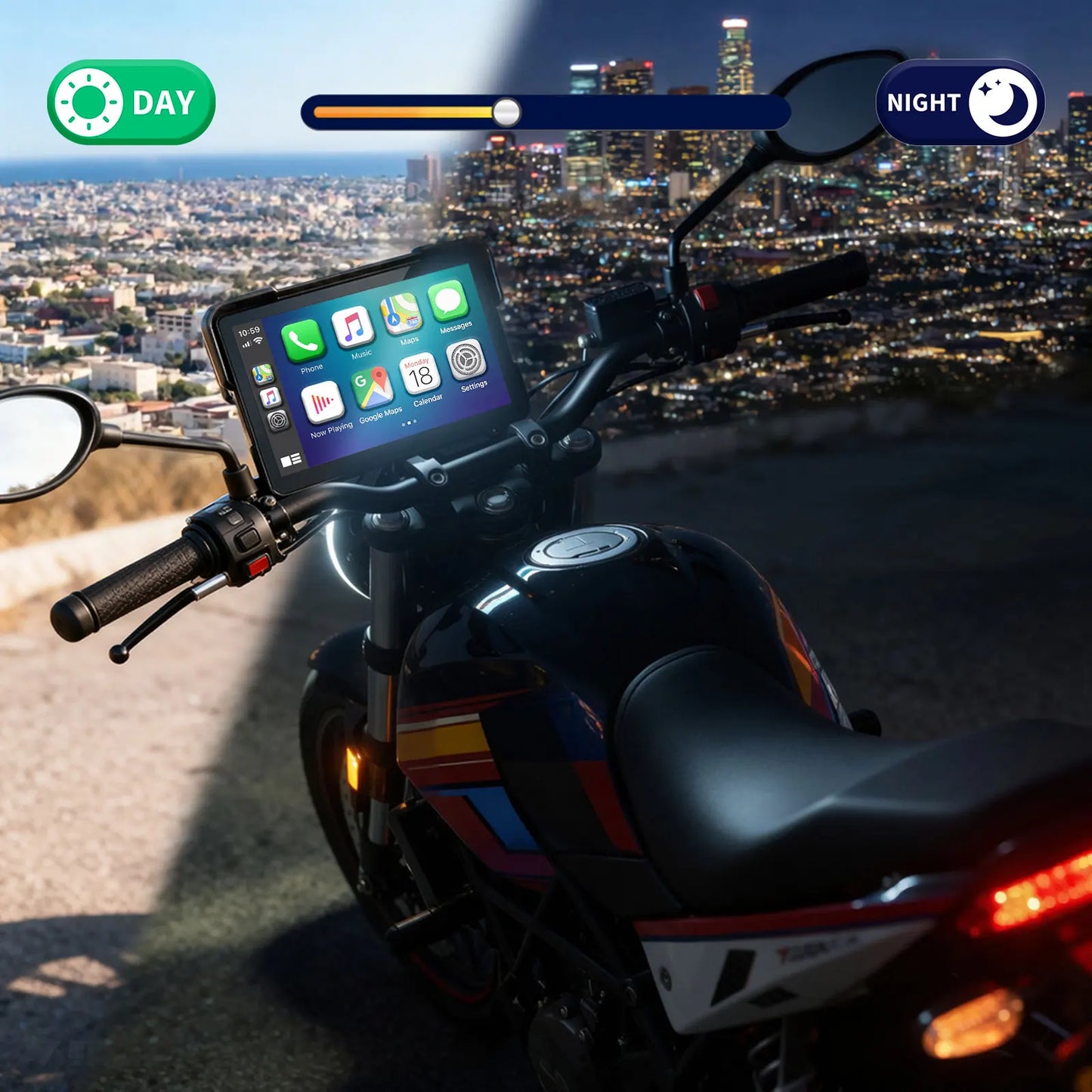 5 inch Wireless Motorcycle CarPlay Android Auto Compatible with All Models Portable GPS Navigation Dashboard Fit For ZX Moto