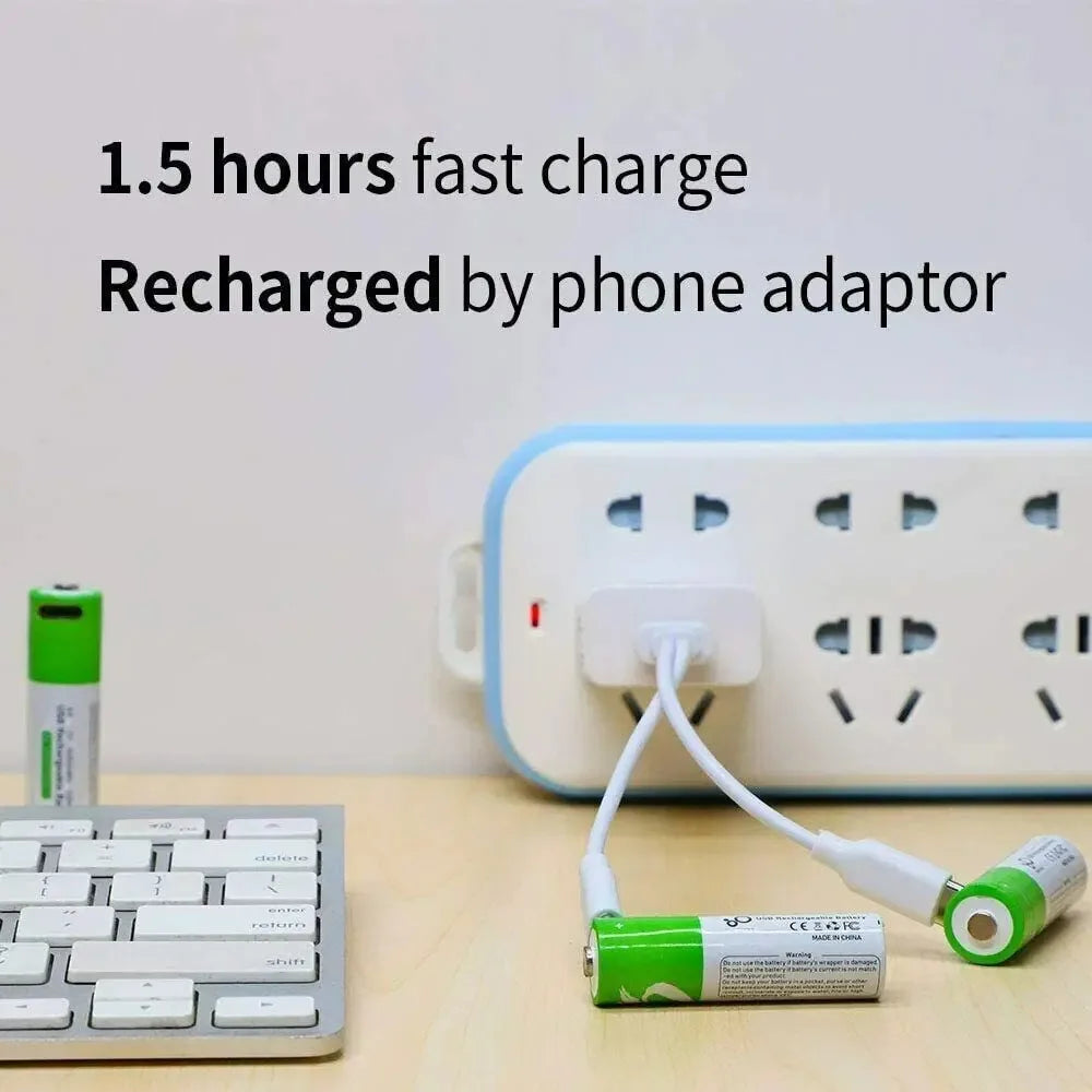 Fast Charge USB AAA/AA/9V/C2/D1 Rechargeable Li-ion Batteries AAA Battery 550mWH / AA Battery 2600mWH /D size With Type C Cable