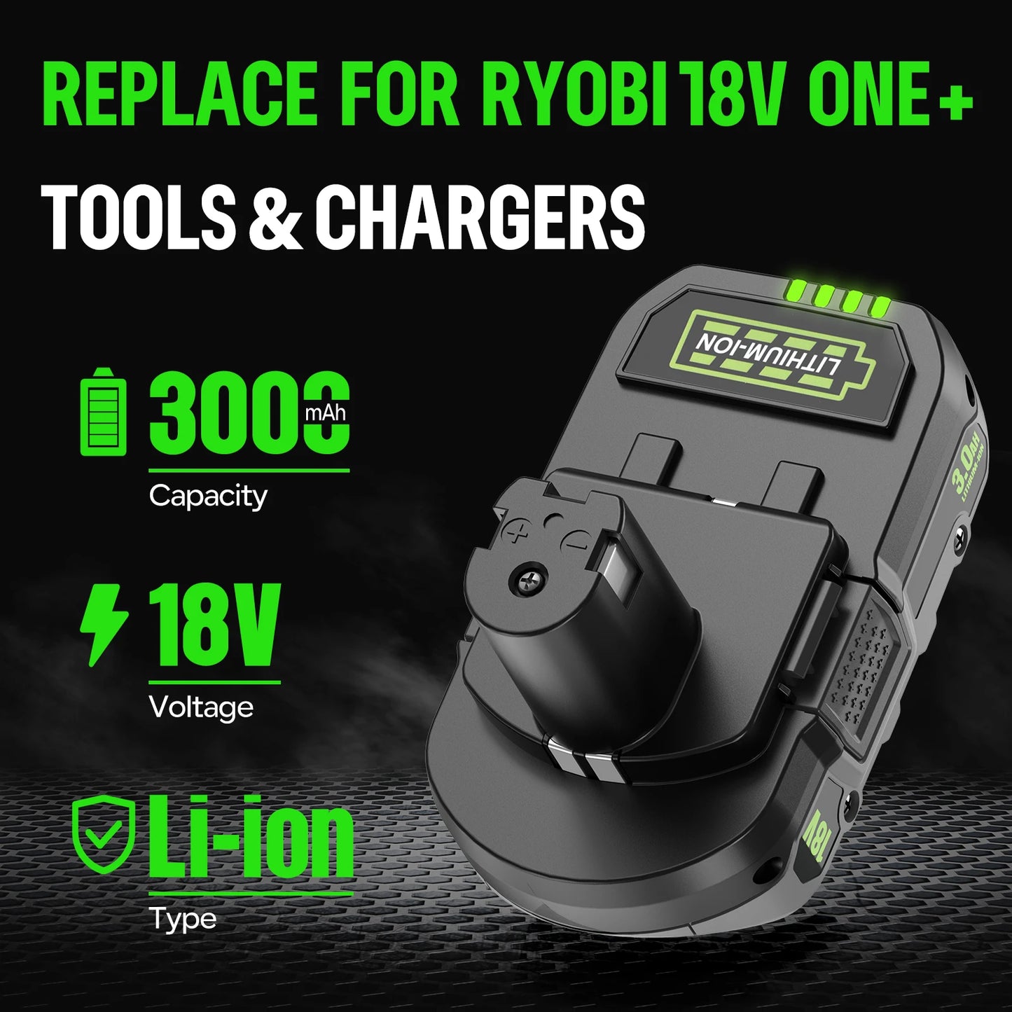 18V Li-ion Battery For RYOBI One+ (P108/P107/P104) 3Ah/5Ah/7Ah Options EU/UK/USA Stock Compatible With For RB18L50/RB18L20