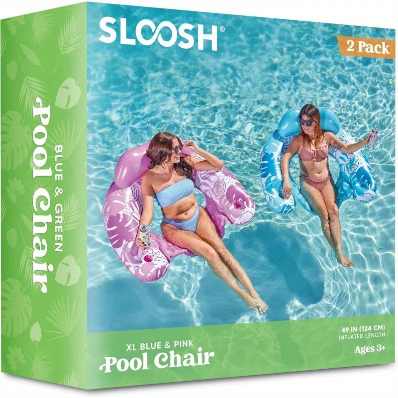 JOYFY 2 Pack Pool Chairs Inflatable Pool Floats Blow up Floats Chair Hammock Noodle for Summer Water Fun Swimming Party