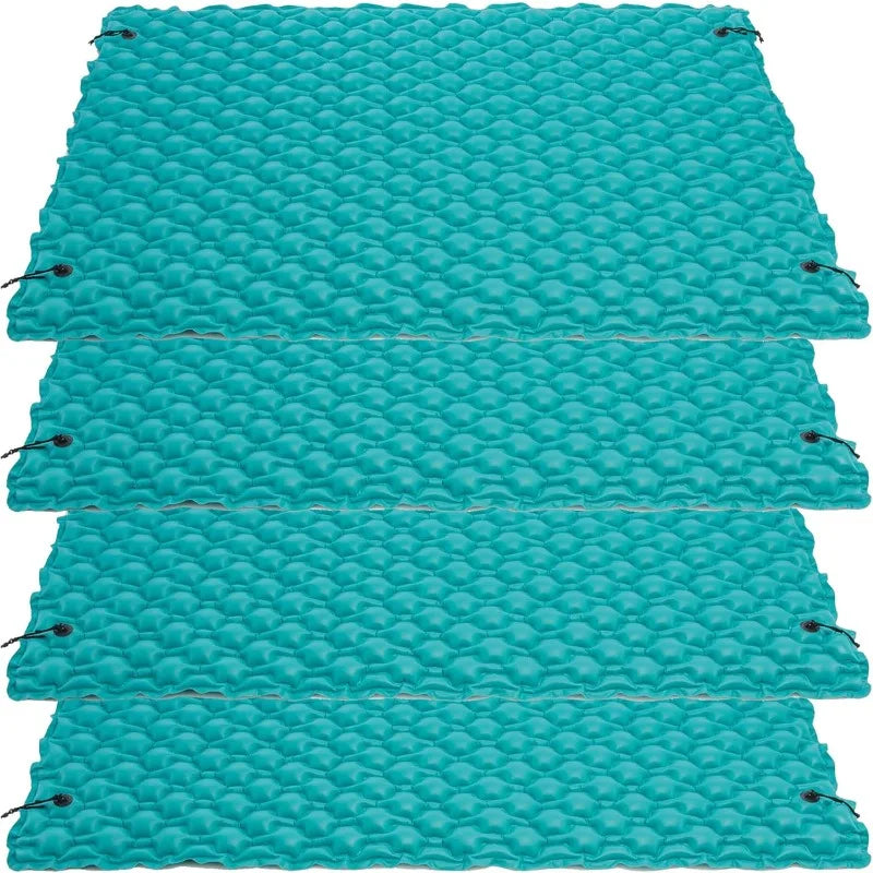 Giant Inflatable Floating Water Mat Relaxing Platform Pad for Pools and Lakes with 4 Connect 'n Float Connectors, Teal (4