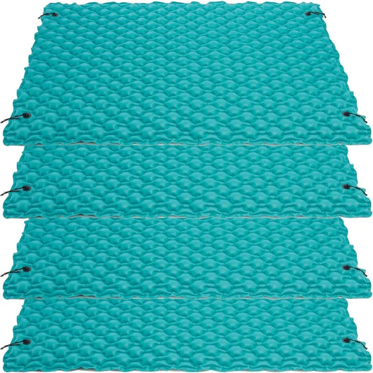 Giant Inflatable Floating Water Mat Relaxing Platform Pad for Pools and Lakes with 4 Connect 'n Float Connectors, Teal (4