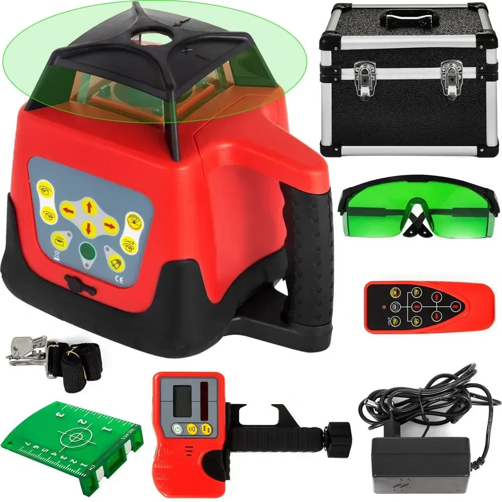 SIHAO 360 Rotary Laser Level Green/Red Beam Kit, Self-Leveling Range 250/500M,Vertical Horizontal Scanning Measurement Tools