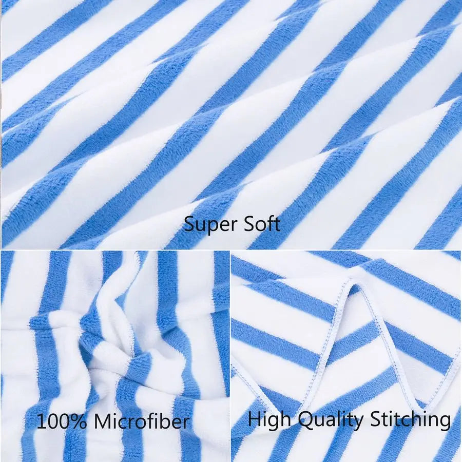 Microfiber Beach Towels, Large Bath Towel Set for Adult, 6 Pack, 27 x 55 Cabana Stripe Absorbent, Quick Dry for Pool, Bathroom,