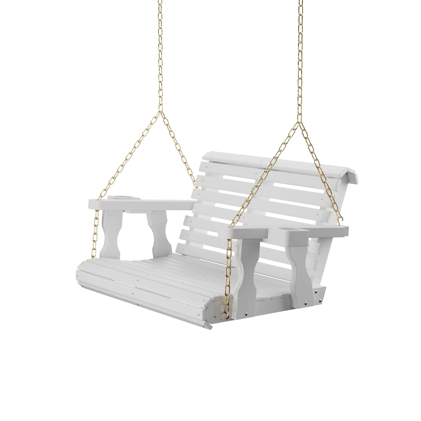 Amish Casual Heavy Duty 700 Lb Capacity Porch Swing with Cup Holders (4 Foot, Cedar Stain) – Wooden Outdoor Roll Back Swing