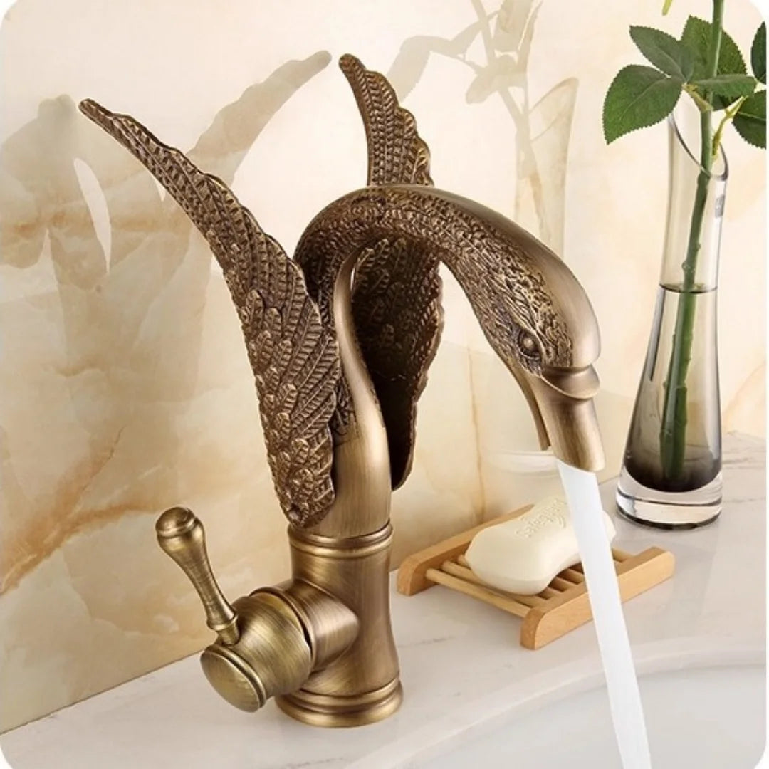 Antique Bronze Swan bathroom faucet copper Gold basin faucet hot cold water faucet black sink faucet Chrome Lavotory Faucet