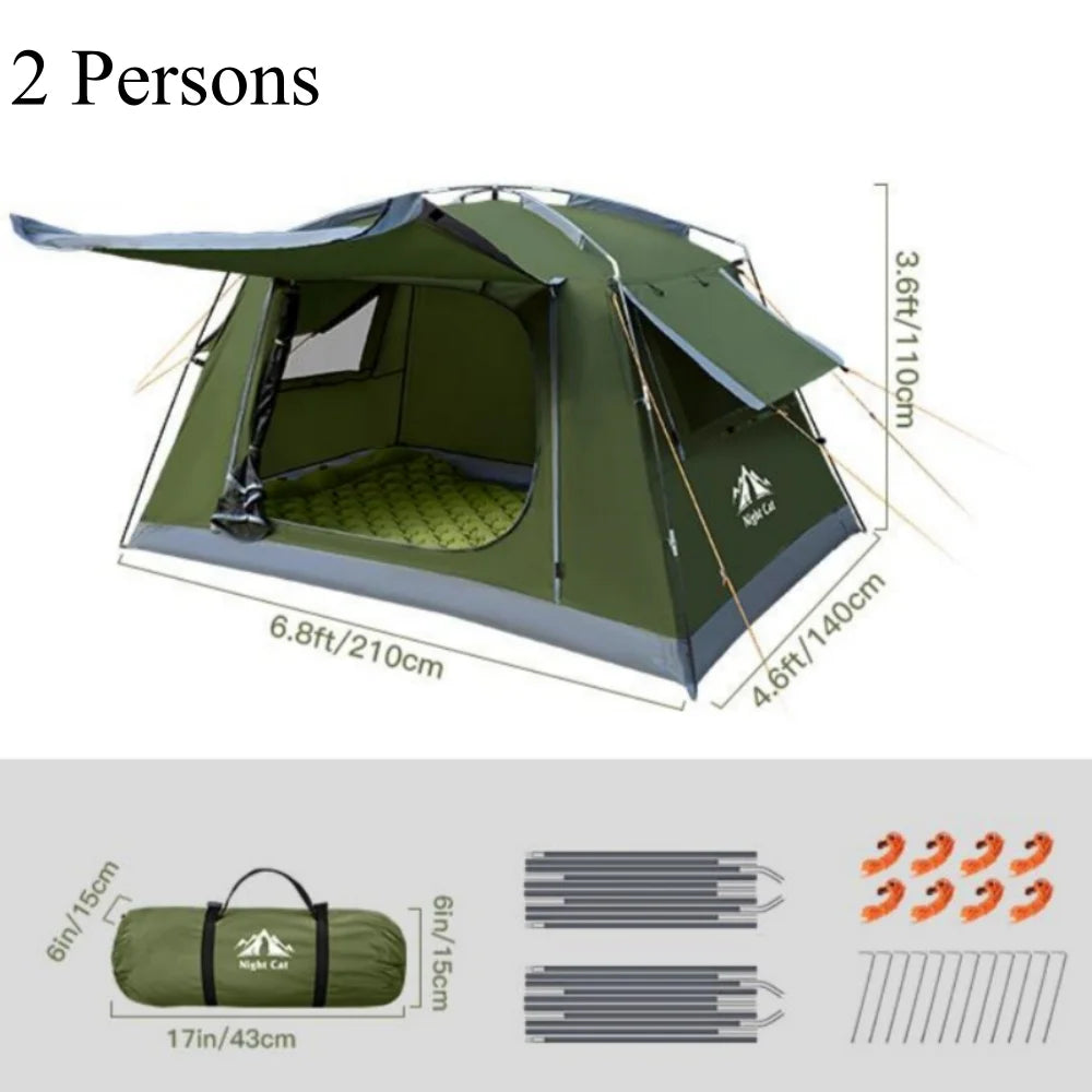 Night Cat Backpacking Tent for Camping: Portable 1-2 Person Hiking Waterproof Tent Quick Setup and Compact for Outdoor Festivals