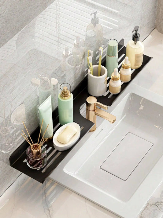 1pc Wash Basin Storage Shelf, Countertop Makeup Organizer, Bathroom & Kitchen Organizer, No Drilling Required