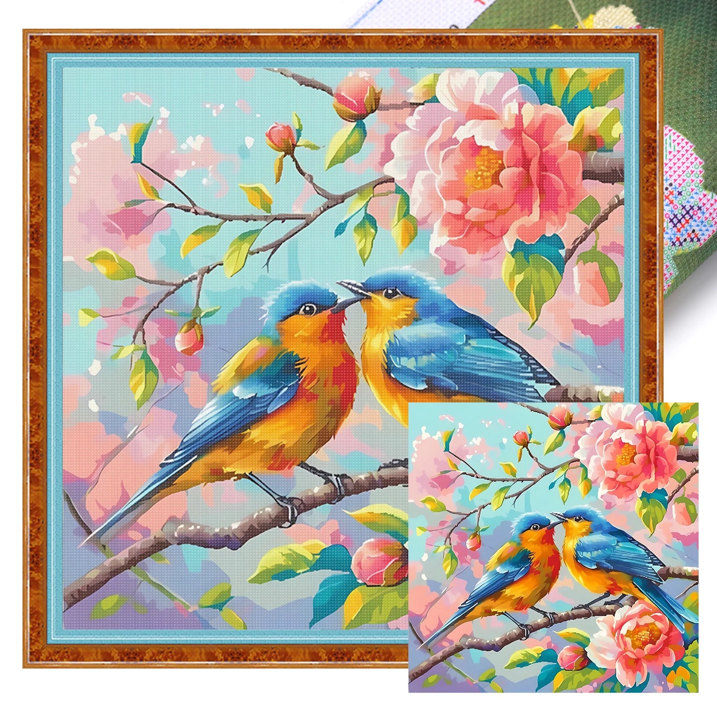 Birds On The Branches Full 11CT DIY Stamped Cross Stitch Kits 40x40cm Printed Cross-Stitch Kits for Adults Home Decor