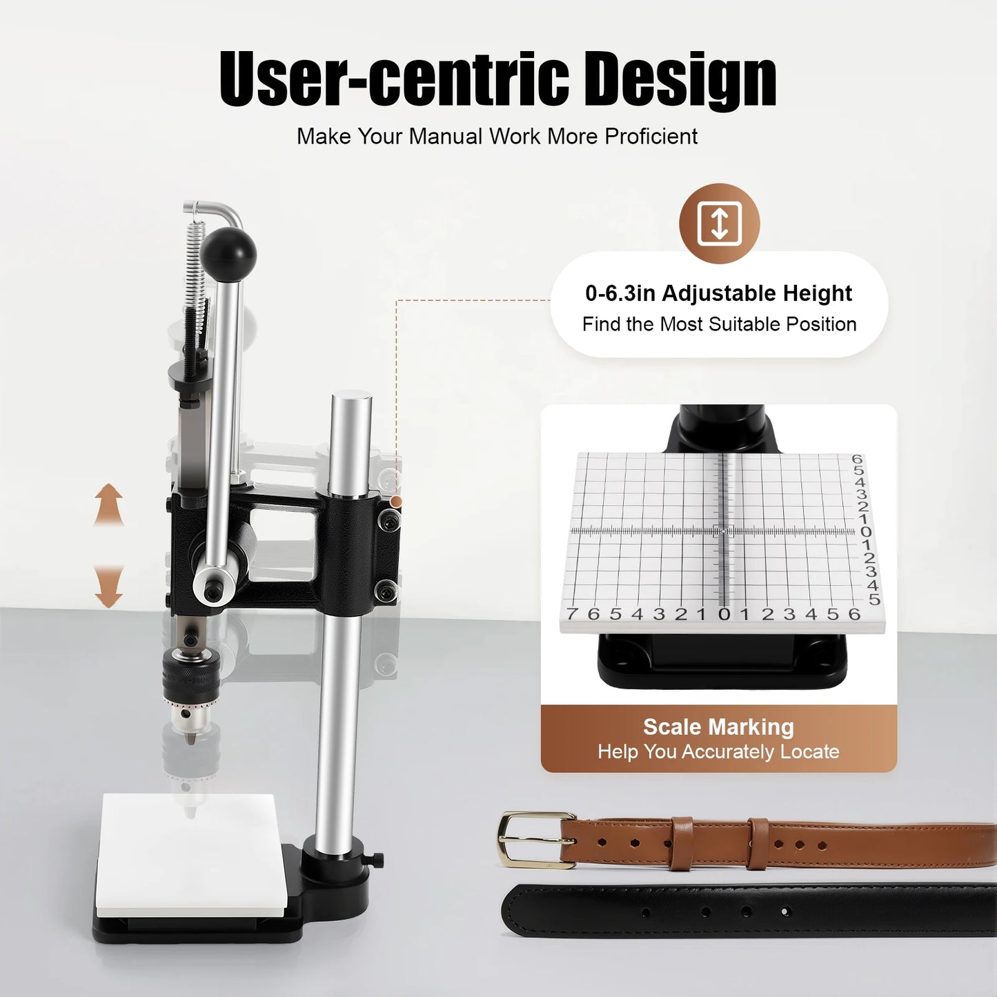 Manual Press Puncher Leather Craft Imprinting Machine Leather Craftsmen Tool for Punching, Pronging, and Stamping Processes