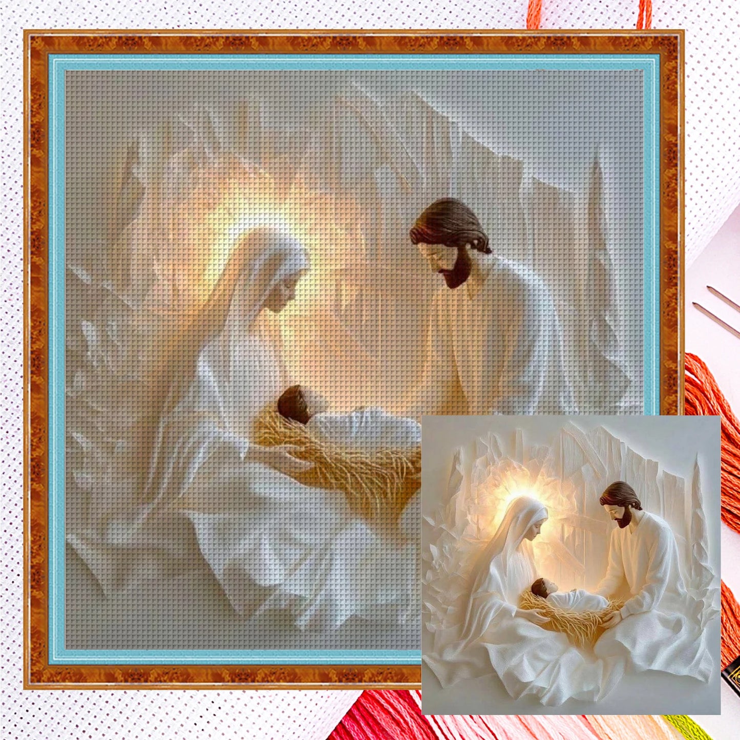 Jesus Full 14CT DIY Counted Cross Stitch Kits for Beginners Adults Home Decor Embroidery Needlepoint Starter Kits 15.60x15.60in