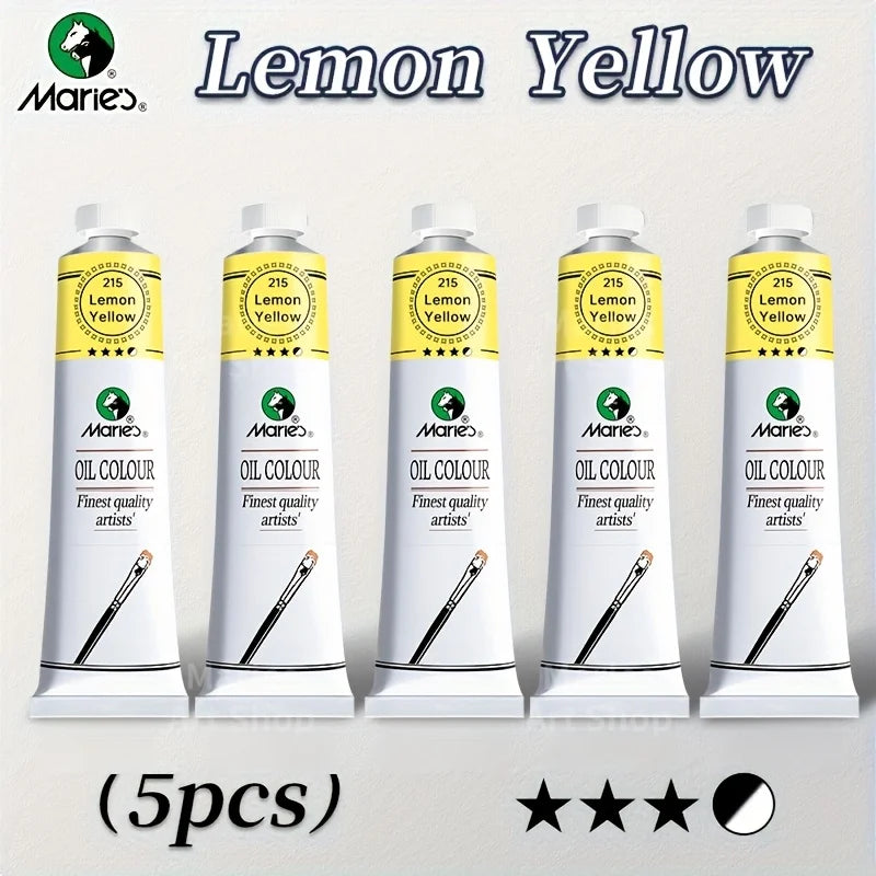 5pcs Marie's Oil Paints Set, 50ml(1.7fl. oz) x 5, Vibrant Colors, Professional  Art Supplies for Artists, Adults & Beginners