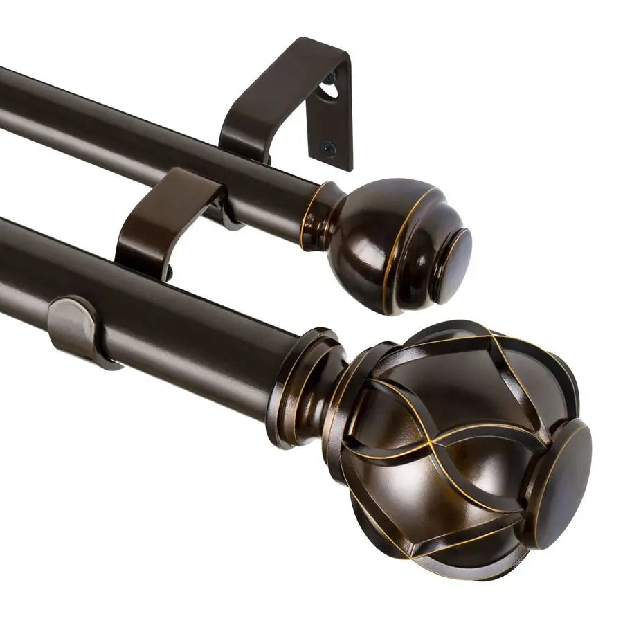 1 Inch Double Curtain Rods for Windows 36 to 72 Inches 36 FeetBronze Heavy Duty Double Curtain Rod, Telescoping Drapery Rod with