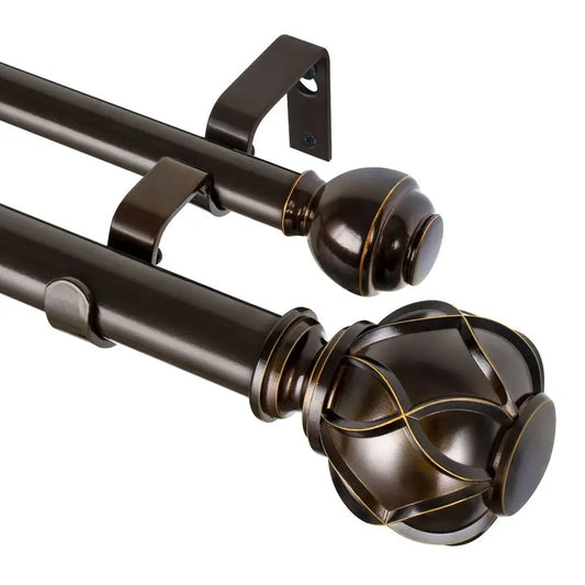 1 Inch Double Curtain Rods for Windows 36 to 72 Inches 36 FeetBronze Heavy Duty Double Curtain Rod, Telescoping Drapery Rod with