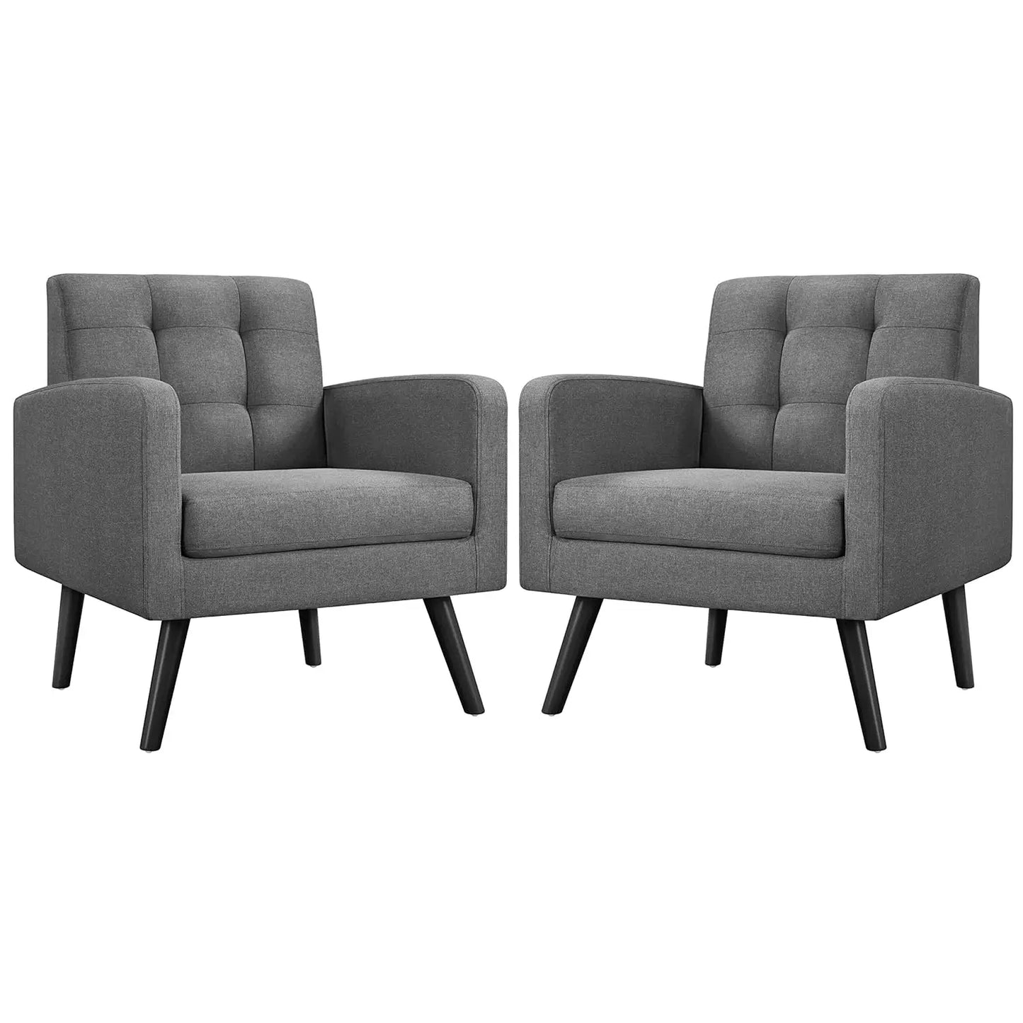 Mid-Century Accent Chairs, Modern Upholstered Living Room Chair, Cozy Armchair Button Tufted Back and Wood Legs for, Customized