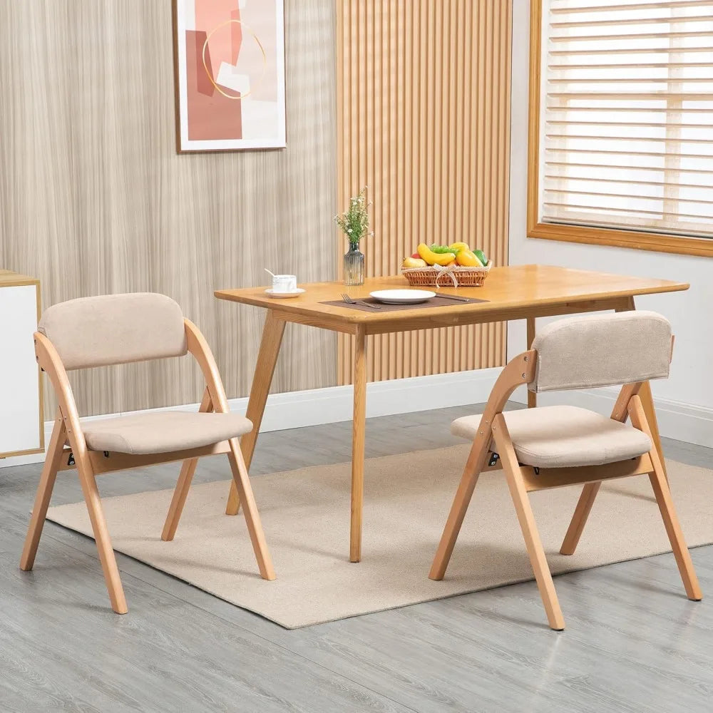 Folding Chairs with Cushion Padded Foldable Chiars 4 Pack - Wooden Dining Fold Seat with Removable Cover Extra Chair for Guests