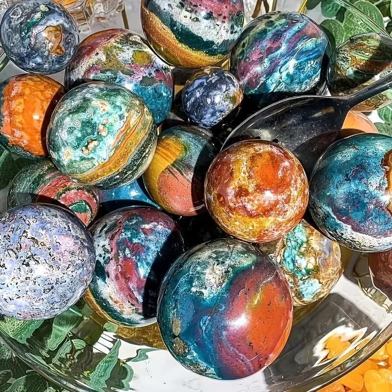 1Pc 7 8Cm Wholesale Natural Ocean Jasper Sphere Crystal Ball Good Pattern Healing Decoration