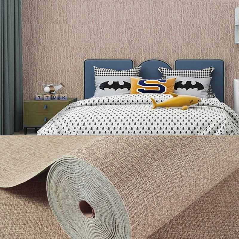 50cmX2.8/10m Linen 3D Foam Wallpaper Self-adhesive PVC Solid Color Thickened Waterproof Background Wall Renovation Wall Stickers