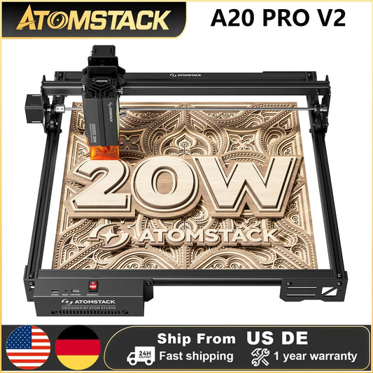 Atomstack A20 Pro V2 20W Laser Engraver Cutter DIY Craft Machine 400x365mm for Wood Leather Acrylic Glass Metal Home Workshop