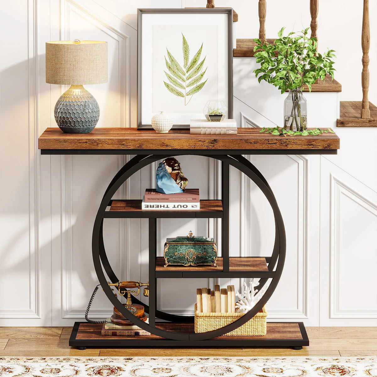 4 Way Table Console Table, 4-Tier Entryway Table, 41.3-Inch Industrial Sofa Table ...