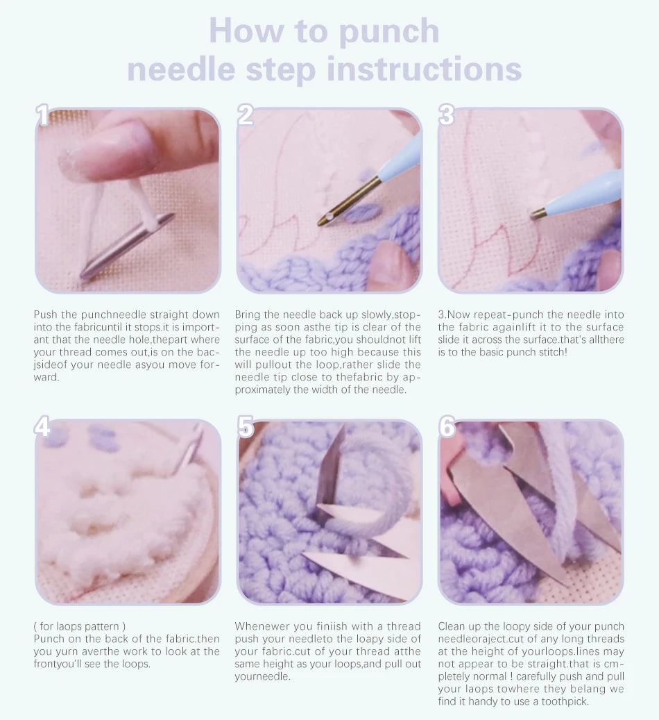 Punch Needle Embroidery Kits For Adults Scenery DIY Craft Yarns Embroidery Set for Beginner Cross Stitch Home Painting Decor