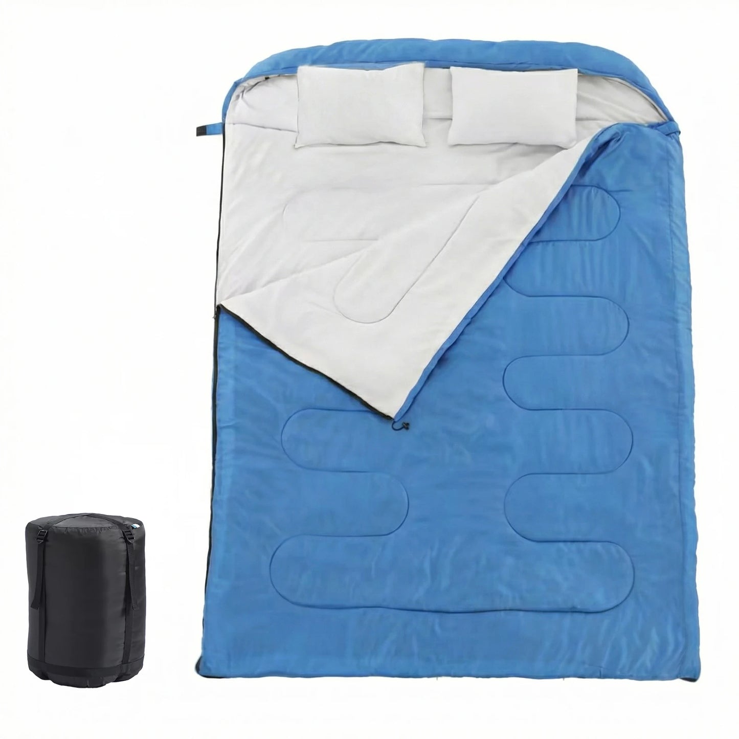 JHK Double Sleeping Bag for Adults with Pillow Lightweight 3 Season Portable Compact Sleeping Bag for 2 Person Hiking Fishing