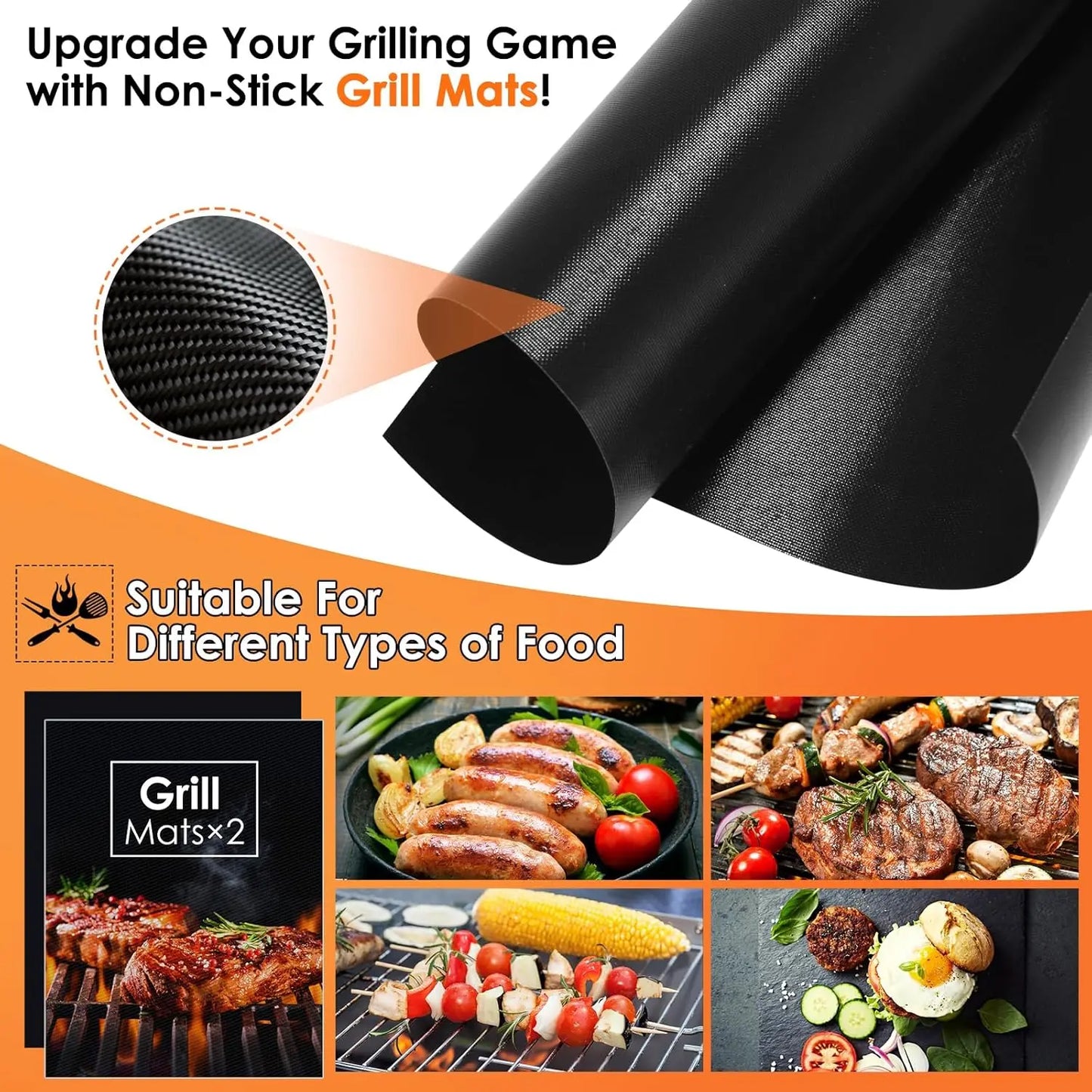 34Pcs Heavy Duty Grill Tools Set for Outdoor Camping, Stainless Steel Barbecue Utensils Kit with Mats and Glove in Carrying Bag