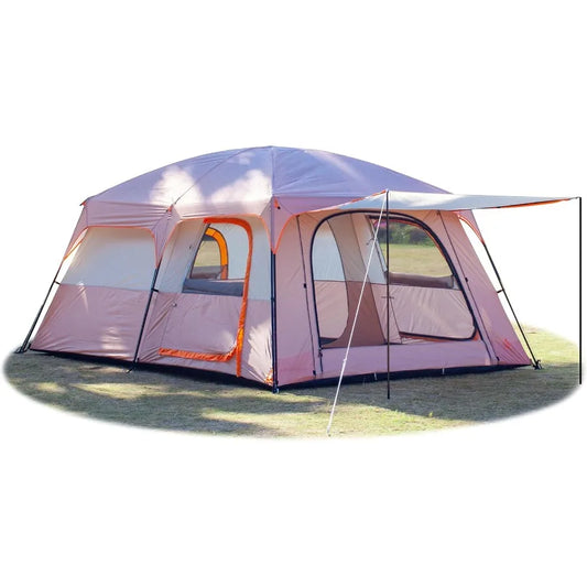 Large Tent for 6-12 People with Straight Wall Design 3 Doors and 3 Windows Featuring Mesh Panels Waterproof Fabric Ideal for Ou