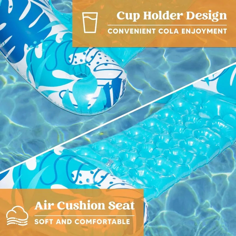 JOYFY 2 Pack Pool Chairs Inflatable Pool Floats Blow up Floats Chair Hammock Noodle for Summer Water Fun Swimming Party