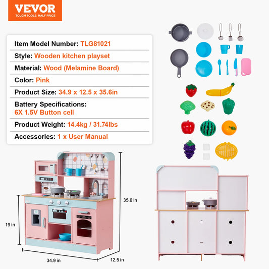 SucceBuy Pretend Play Cooking Toy for Kids Chef Playset Kitchen Accessories with Lights & Sounds for Toddles Girls Boys