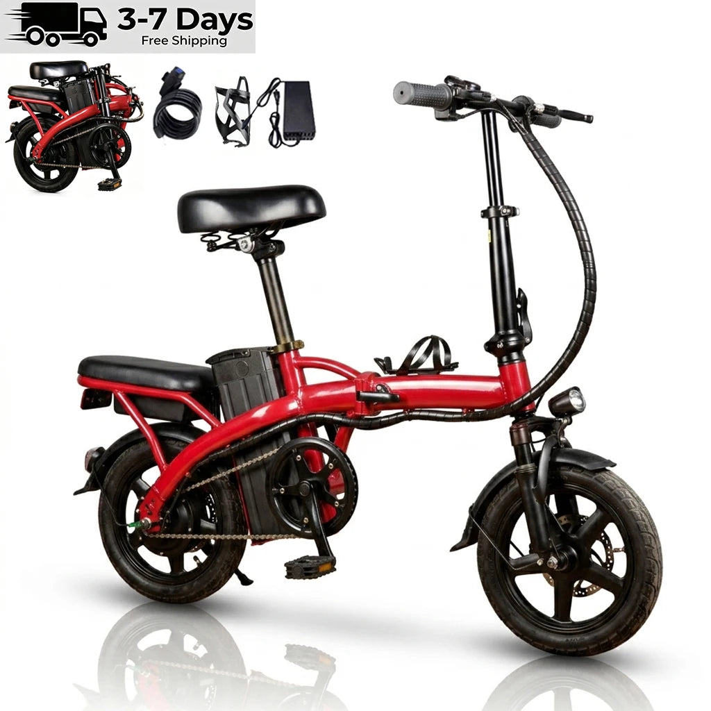 Foldable Electric Bike For Adults, 14" Electric E-Bike With 500W Peak Motor, Max 45 Miles 19 MPH Electric Bicycles, Dual Front Suspension，maximum load capacity of 120 kilograms,There are multiple configurations to choose fr