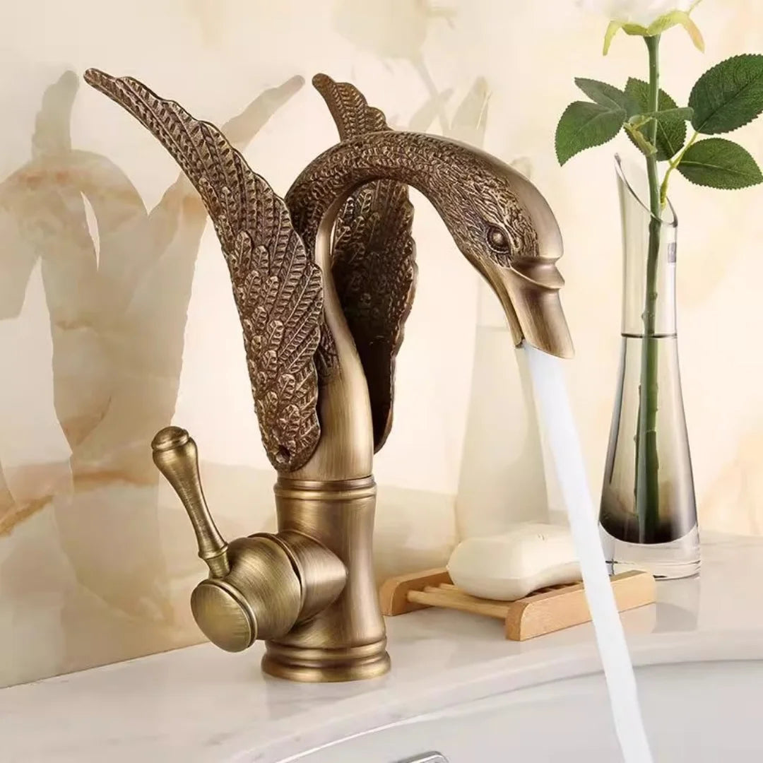 Antique Bronze Swan bathroom faucet copper Gold basin faucet hot cold water faucet black sink faucet Chrome Lavotory Faucet